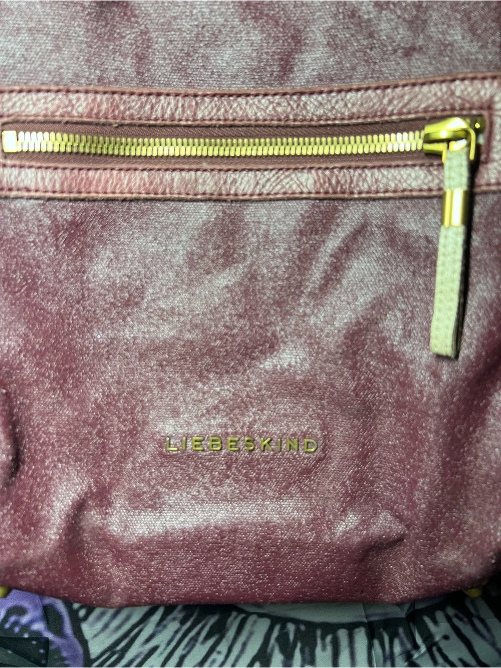 Liebeskind Purple Leather Shoulder Bag with Cream Handles